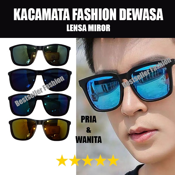 Kacamata Hitam Sunglasses Pria Fashion Wanita Kacamata Sepeda Gowes Olahraga Model Sport Kekinian Lensa Mirror Anti UV