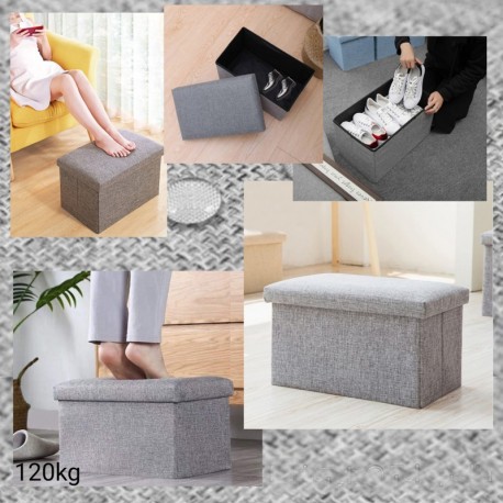 Storage Box Stool Foldable Kotak Penyimpanan Tempat Lipat Sofa Toy Box Kotak Organizer Container Baju Mainan