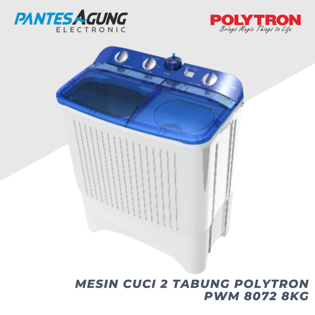 MESIN CUCI 2 TABUNG POLYTRON PWM 8072 8KG khusus bdg