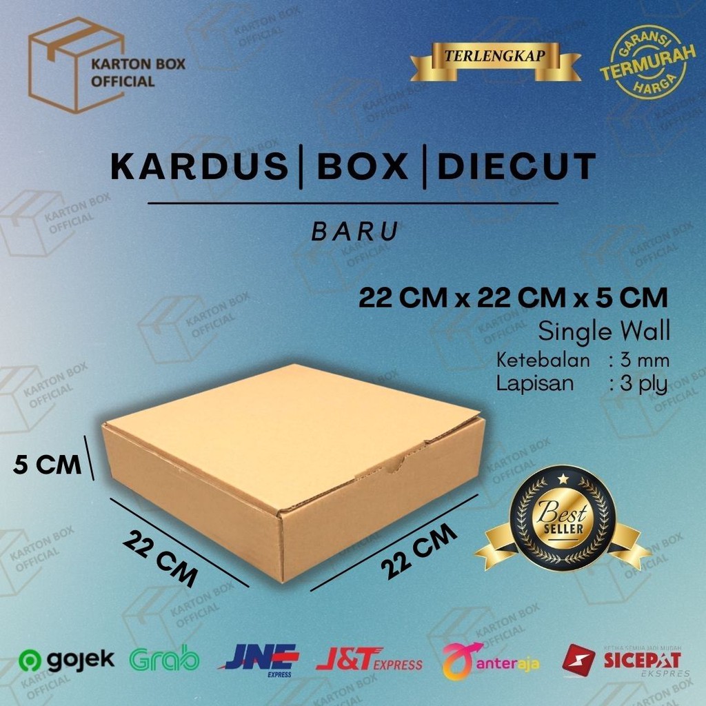 

Kardus Box Die Cut 22x22x5 CM Dus Packing Pizza Polos