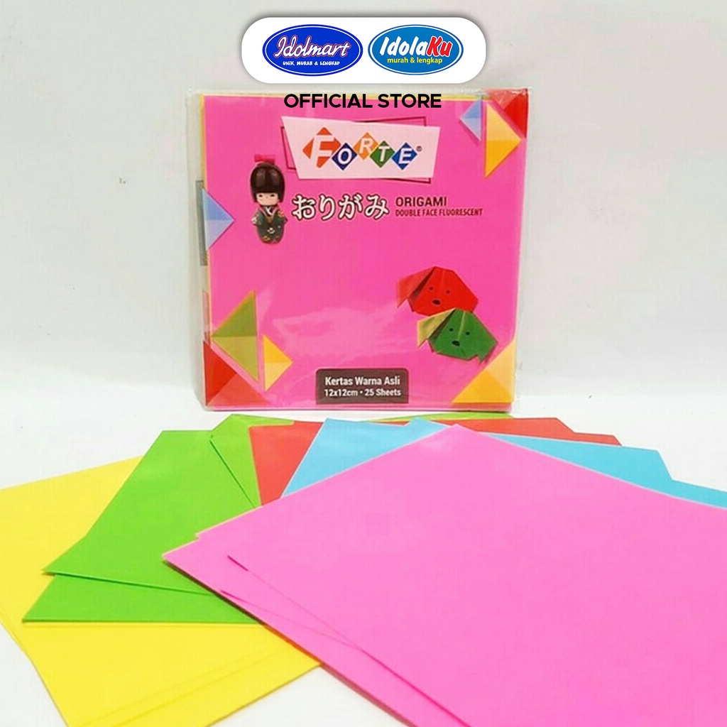 IDOLMART Origami Kertas Lipat Warna 2 Sisi FORTE 12x12cm (25lembar) Surabaya