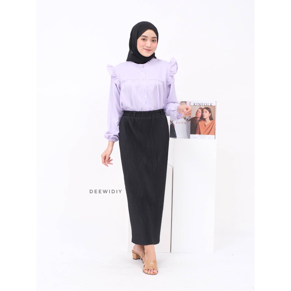 ROK SPAN PLISKET PANJANG WANITA - PENCIL SKIRT DEEWIDIY