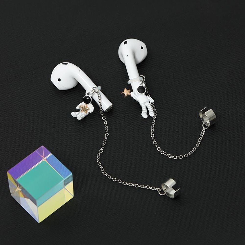 Anting Klip Rantai Earphone Wireless Bluetooth Anti Hilang Bentuk Astronot