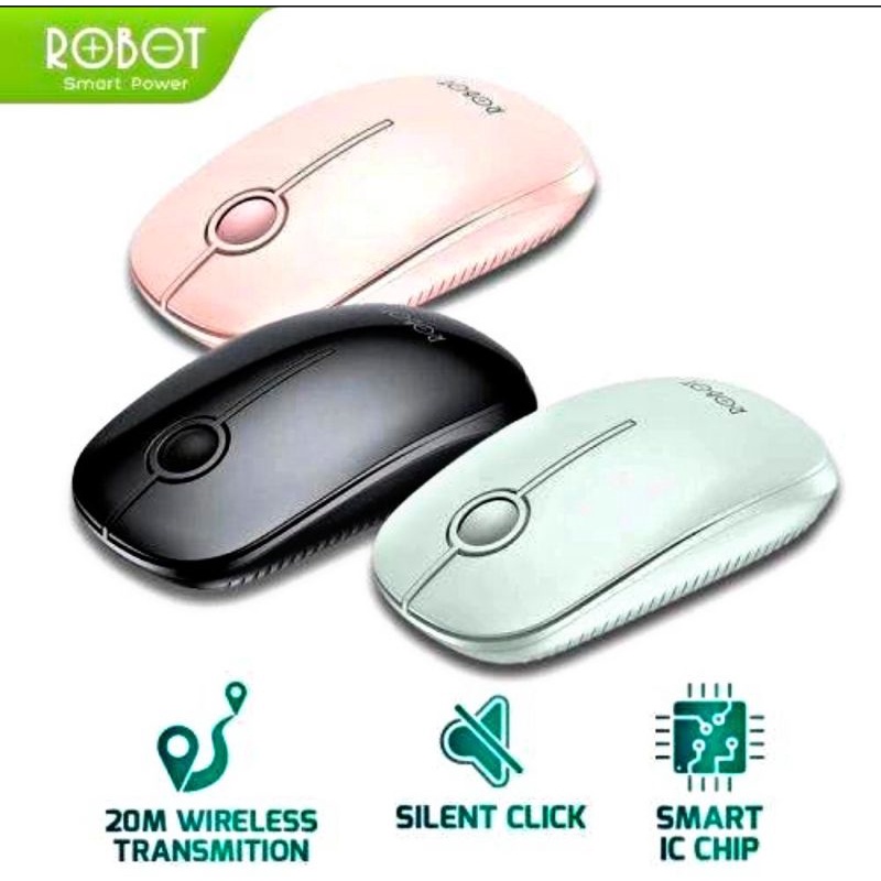 Wireless Mouse ROBOT M330 / Mouse Tanpa Kabel / Mos komputer