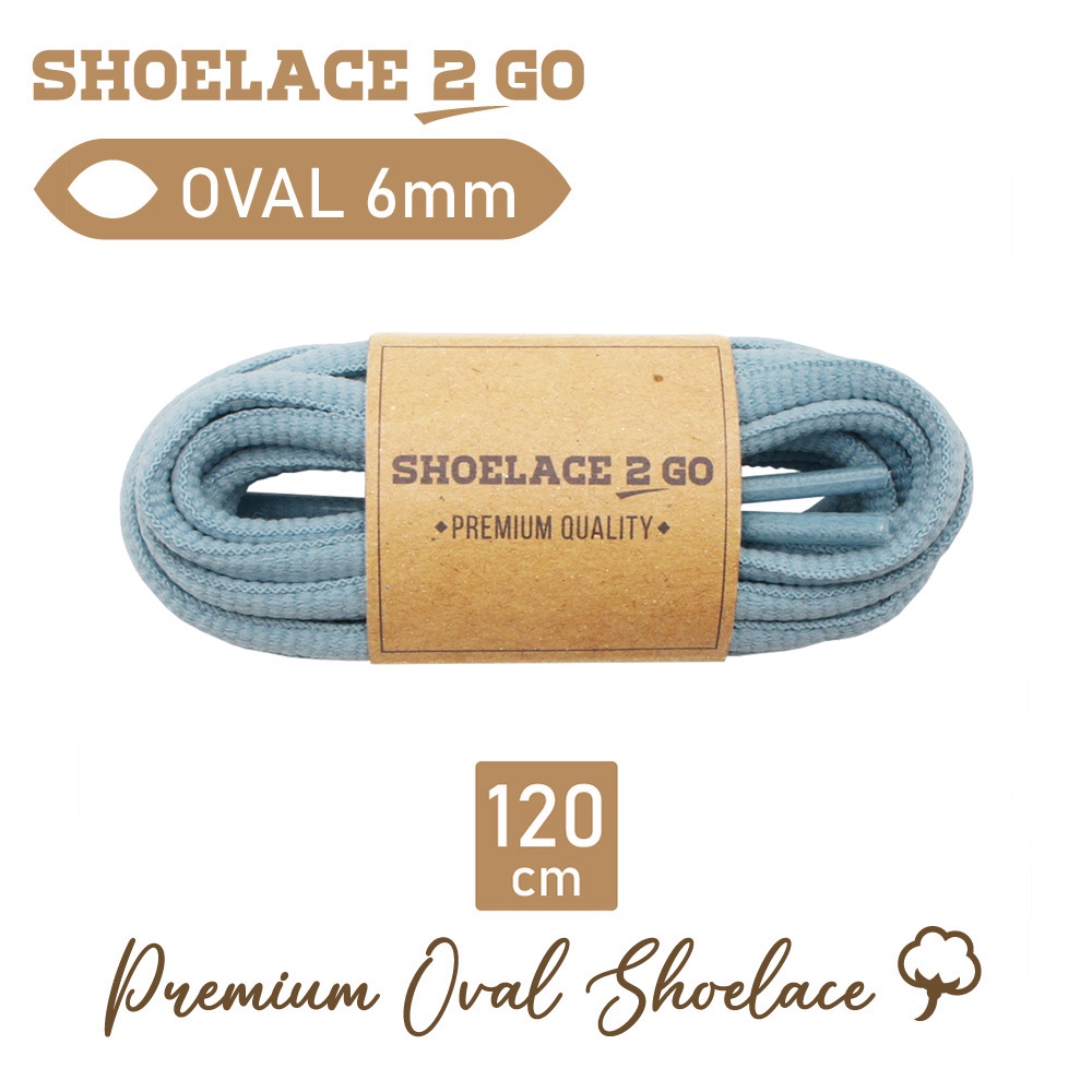 SHOELACE 2 GO PREMIUM TALI SEPATU LONJONG OVAL J3 - LIGHT BLUE - 120CM