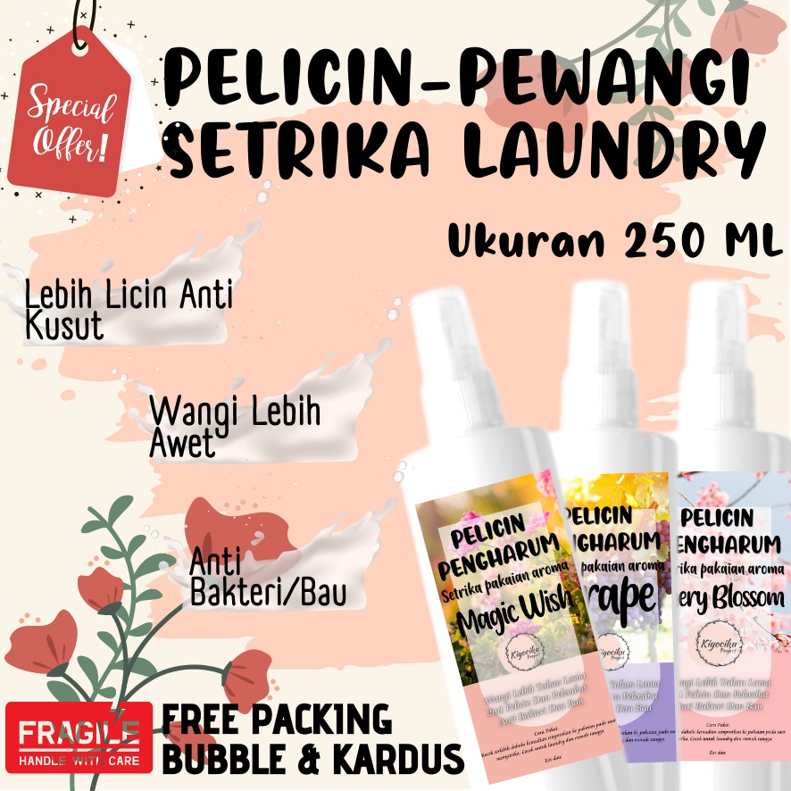 PEWANGI LAUNDRY PELICIN SETRIKA AROMA TAHAN LAMA 250 ML FREE PAKCING