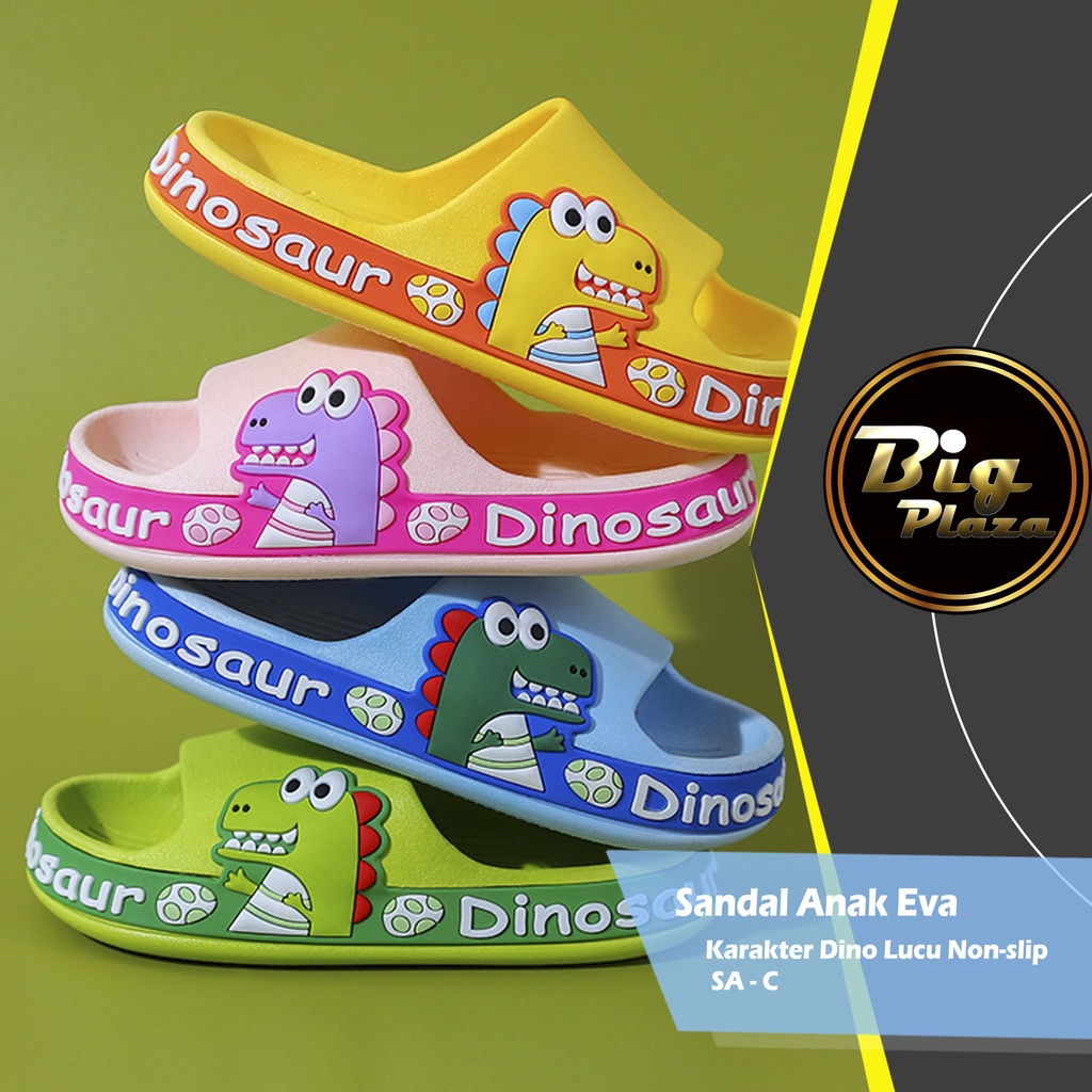 SA-C Sendal / Sandal Anak Eva Lembut Karakter Dino Lucu Non-slip 0790