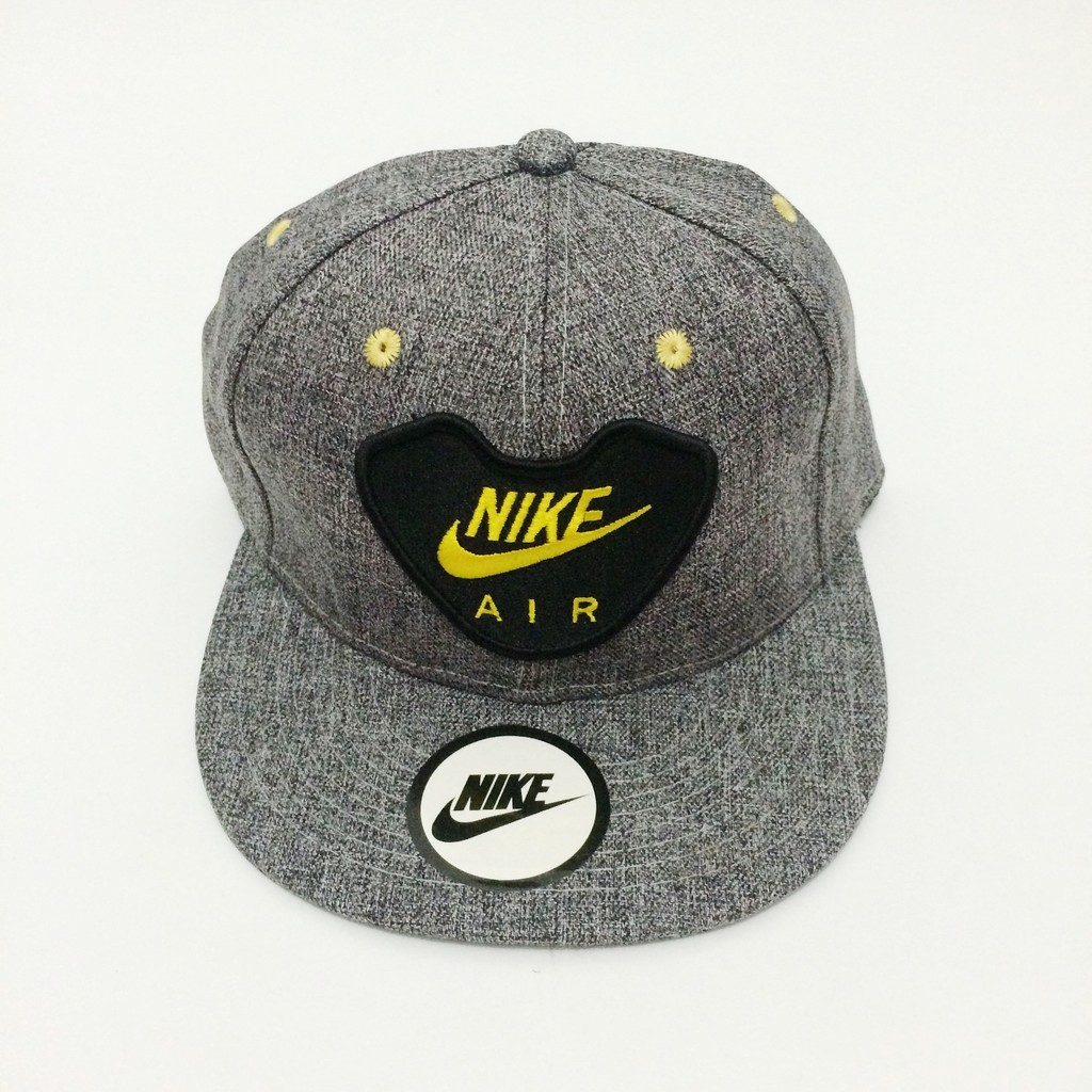 Topi Snapback Nike Air Abu Bordir Kuning import murah