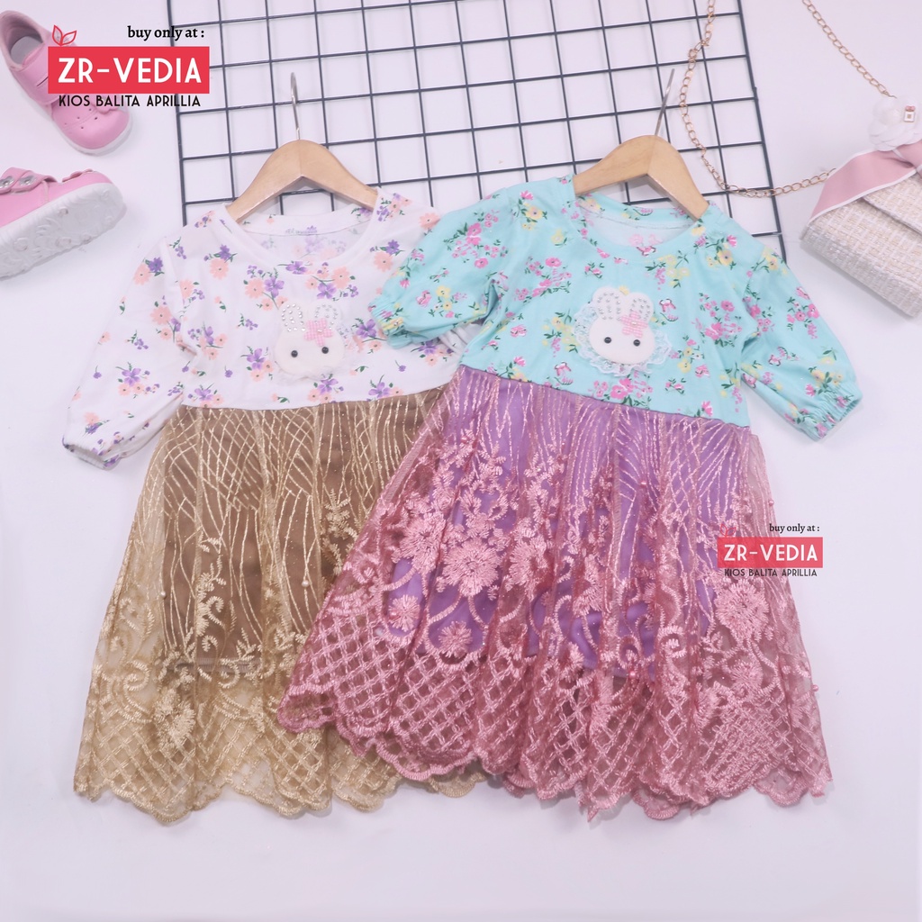 Dress Rara uk 1-3 Tahun / Gaun Brukat Pesta Import Premium Cewek Baju Dres Brokat Anak Perempuan