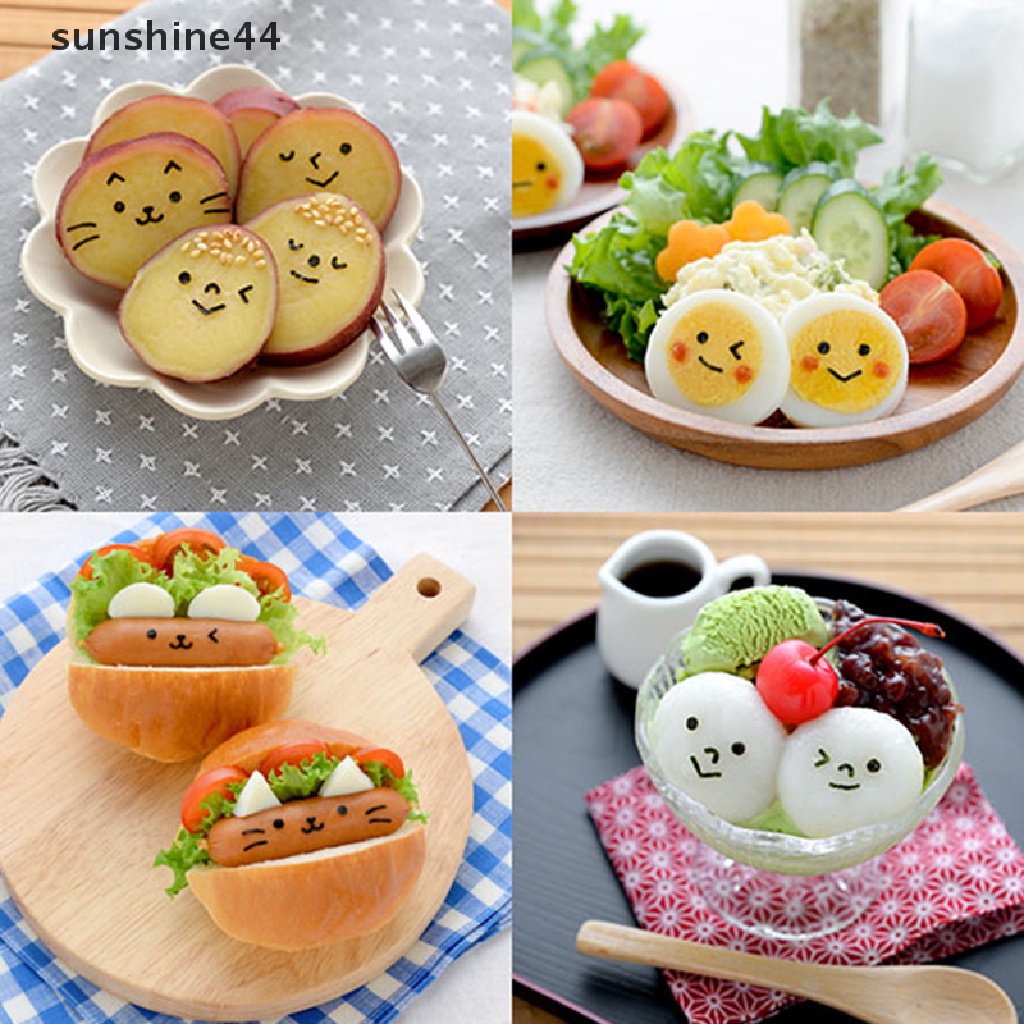Sunshine 3Pcs Cetakan Nasi Bentuk Ekspresi Wajah Kartun DIY