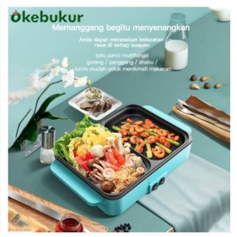 HOTPOT OKEBUKUR ELECTRIC/KOMPOR PANCI INDOMIE TELUR PANGGANG GORENG BARBEQUE SHABU SHABU MULTIFUNGSI