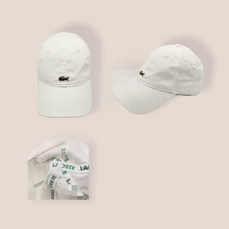 topi pria impor lacoste putih premium