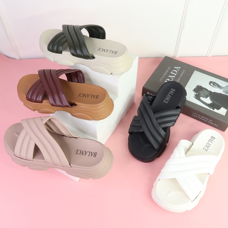 ( Balance JSD 2201 ) Sandal selop wedges wanita sendal jelly perempuan tali silang terbaru