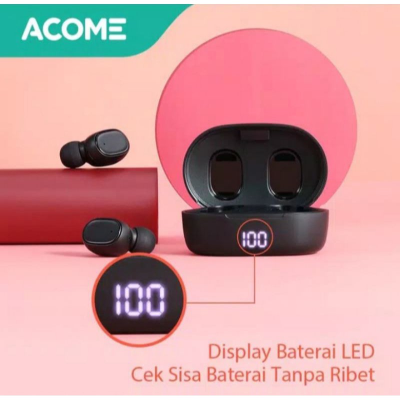 Acome Headset Bluetooth 5.0 TWS Airdots T1