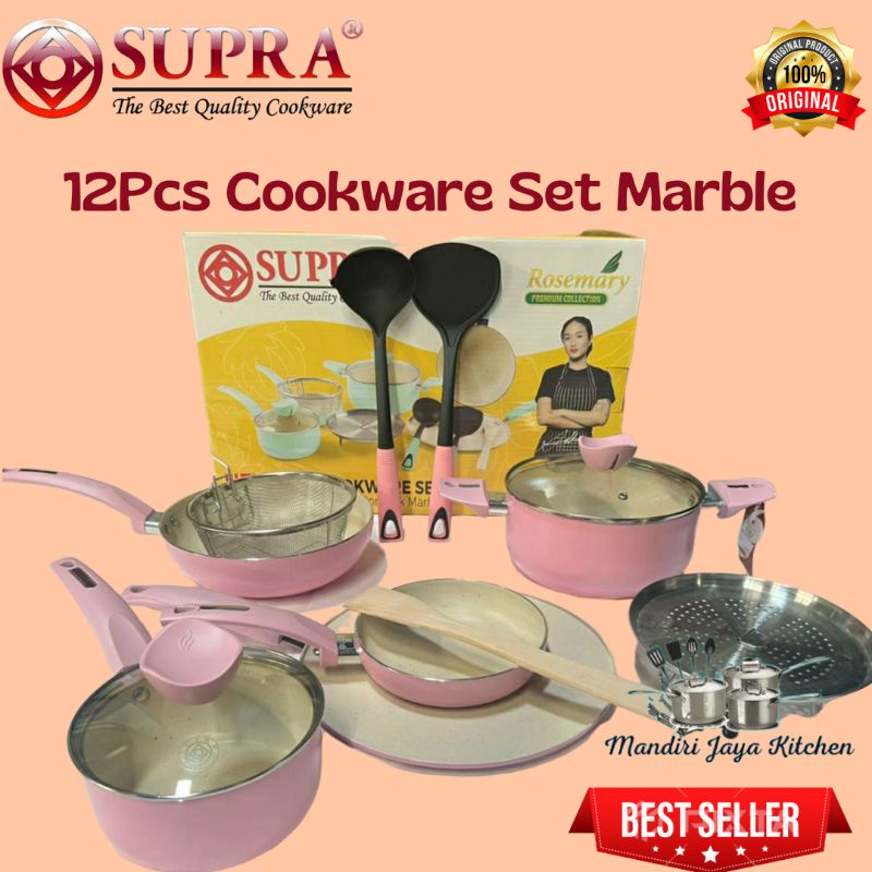 New Panci SUPRA 12pcs Cookware Set Marble