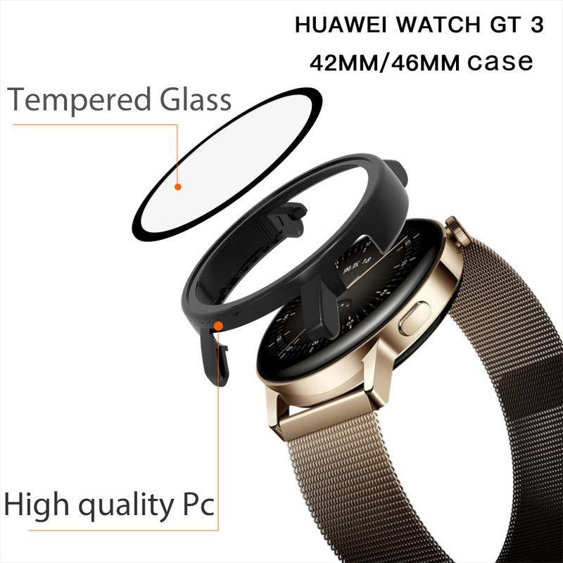 Casing Huawei Watch GT3 GT2 Pro 42 46 MM GT2E Watch3 Pro 46 48mm Honor Magic2 46mm Bahan TPU + Tempered Glass