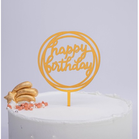 1PCS Topper Ultah Kue Ulang Tahun Birthday Cake Hiasan Dekorasi Topping Hari Raya Happy Birthday akrilik acrylic plastik Boba Souvernir Nikah Wedding Kawin Kondangan Pesta LADALA