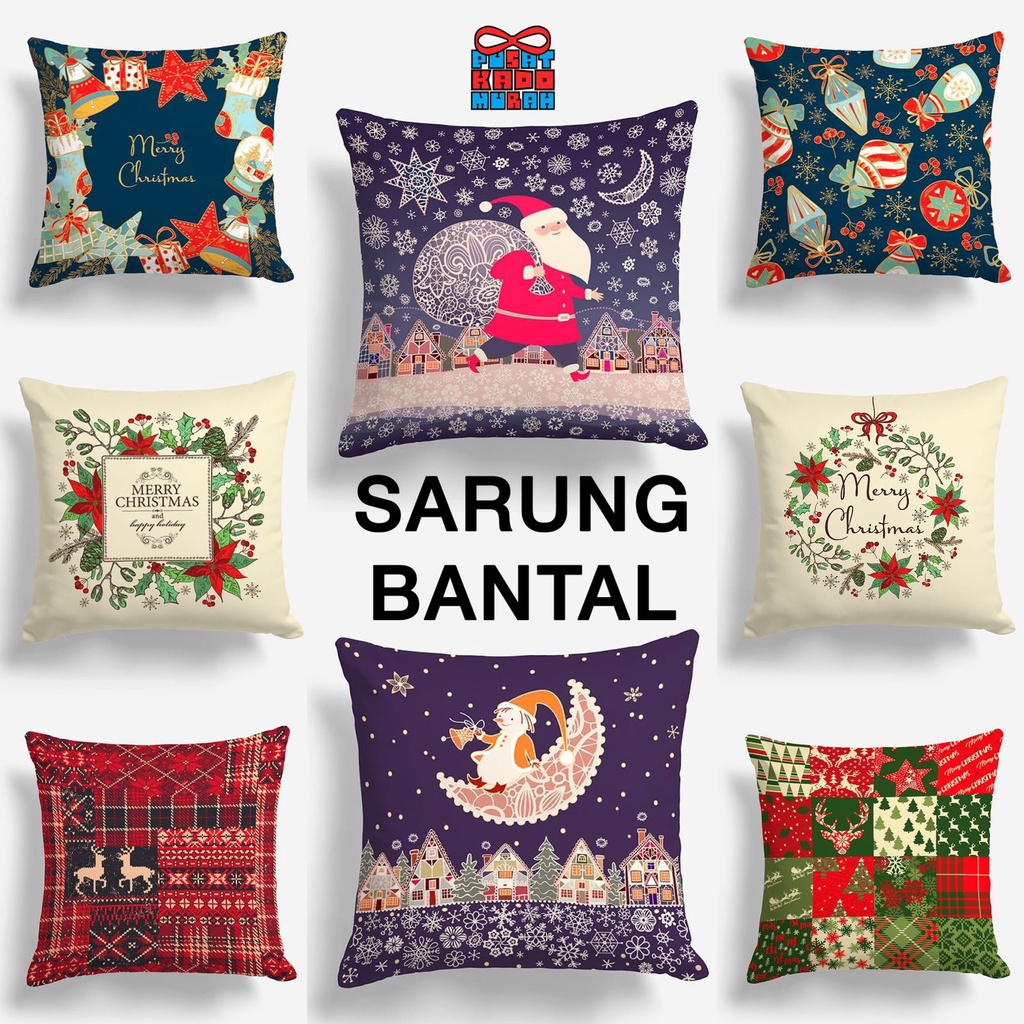 COVER SARUNG Bantal Sofa Print Motif Christmas Edition / Edisi Natal / Holiday Season / Santa Clause - Hampers Natal / Hadiah Natal / Kado Natal - Pusat Kado Murah