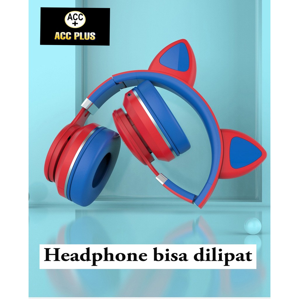 HEADPHONE BLUETOOTH LED - 031 Headset Bando Gaming cute Macaron Wireless Audio Stereo Super Bass