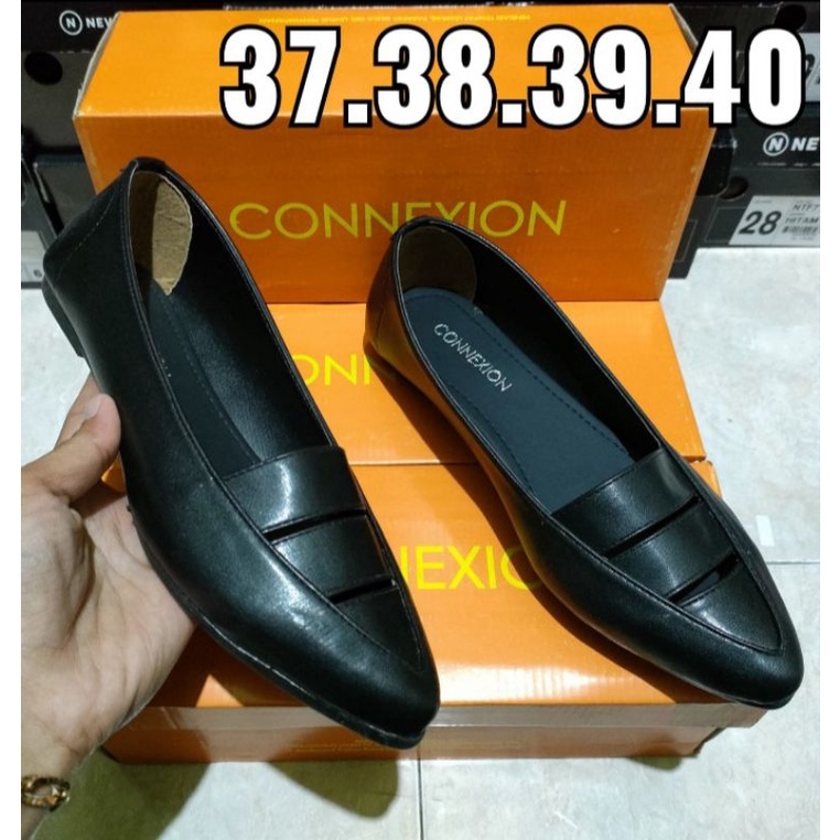 Sepatu Kerja Wanita Connexion Sepatu Flat shoes Hitam kode L3li