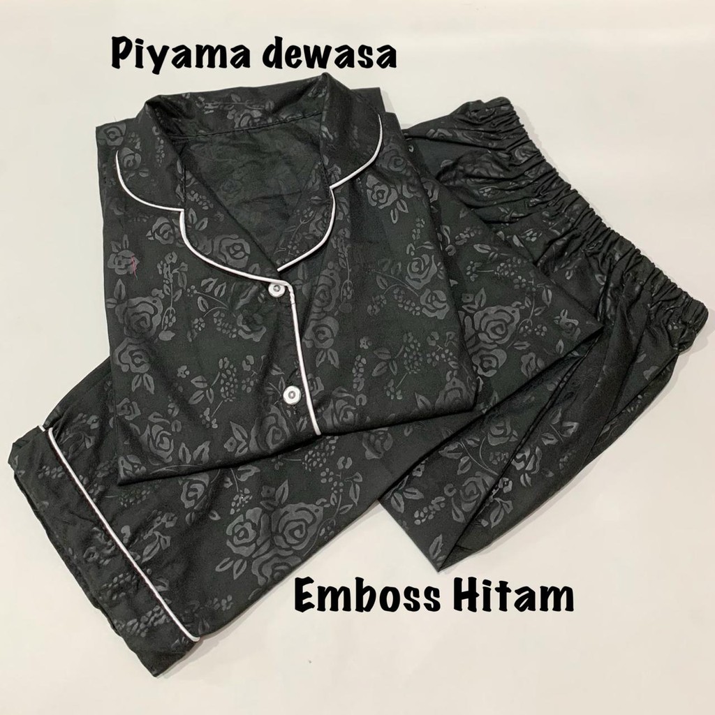 Piyama EMBOSS HITAM bisa pasangan ibu anak family