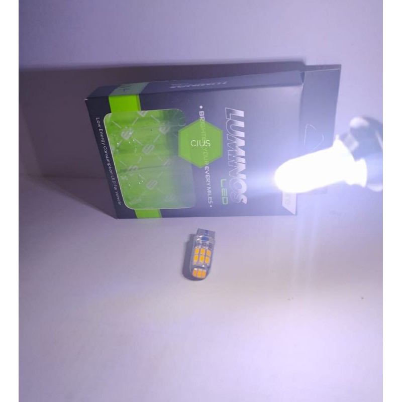 LAMPU LED T10 CRYSTAL 15 titik LUMINOS untuk sein senja plat motor mobil harga 1 buah-White