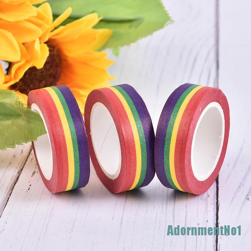 (AdornmentNo1) 10m / Roll Tape / Selotip Warna Pelangi Untuk Dekorasi Album Foto / Scrapbook