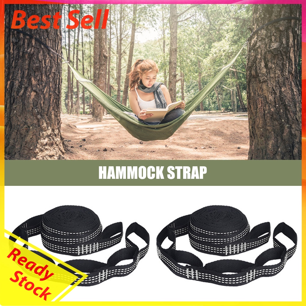 2pcs Reinforced Polyester Hammock Straps Kit Outdoor Hammocks Hanging Rope