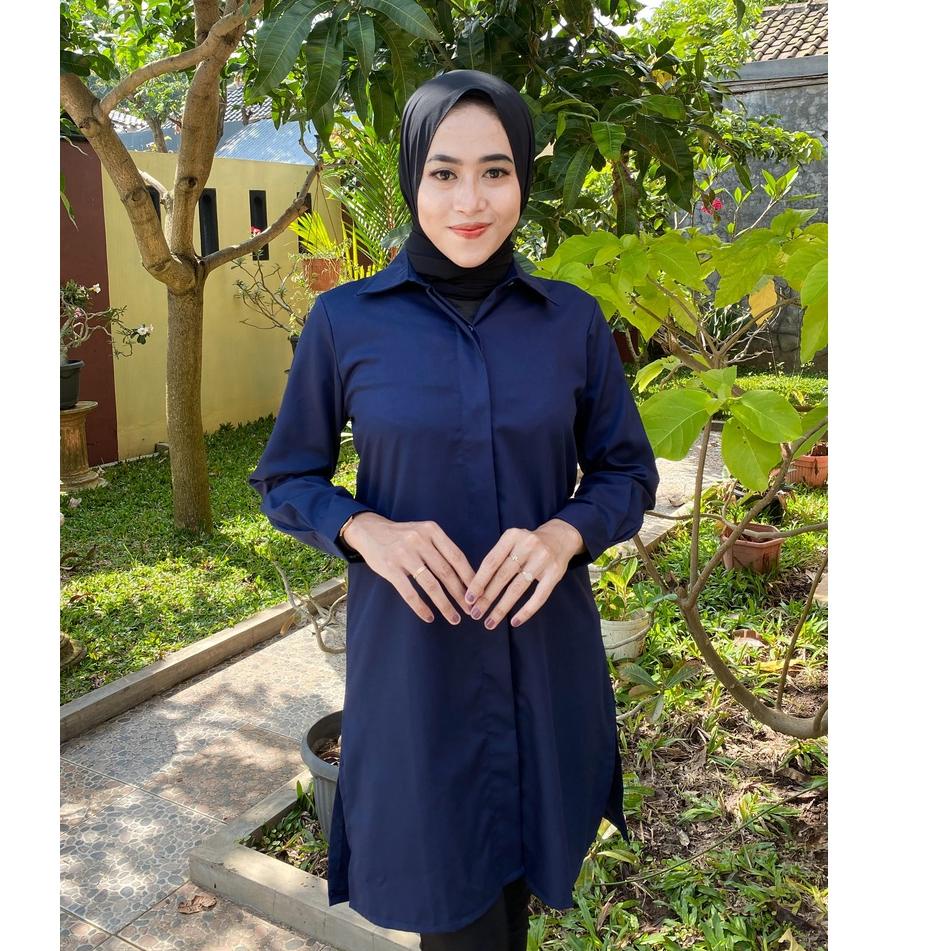 TRXu1U5g--Kemeja Tunik Wanita Remaja Dewasa Lengan Panjang Katun Toyobo Import Baju Atasan Blouse Po
