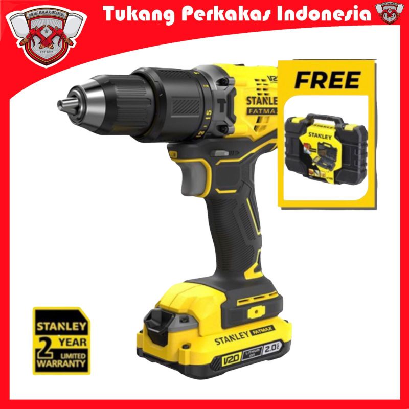 STANLEY SBD715D2K brushless hammer drill 20v Free STA885488-XJ 100Pcs