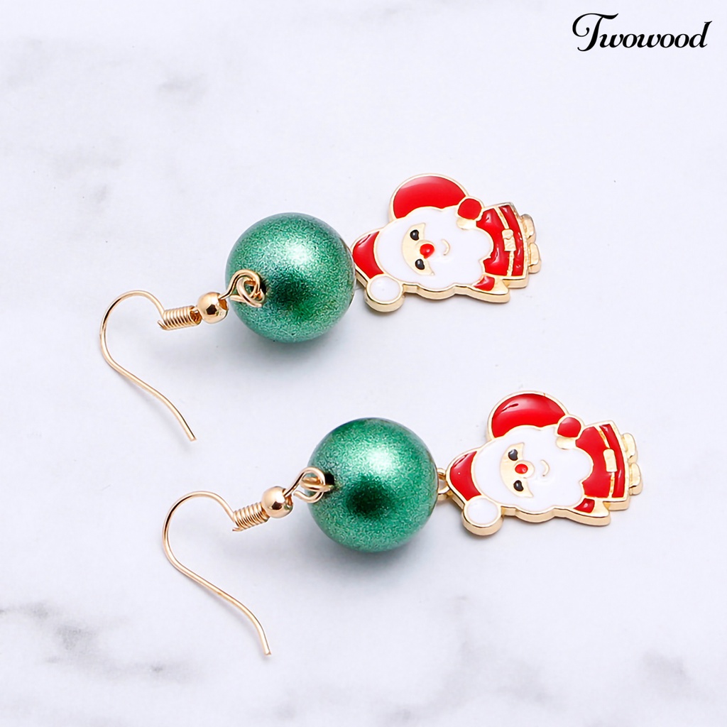 1 Pasang Anting Hook Desain Kartun Hewan Santa Claus Untuk Wanita