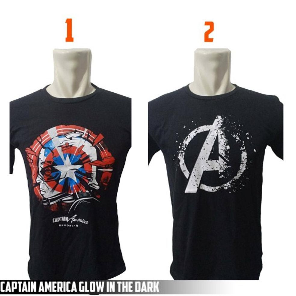 Jual Murah Kaos Captain america Kaos Avengers End Game Kaos Glow in The Dark Logo avengers endgame