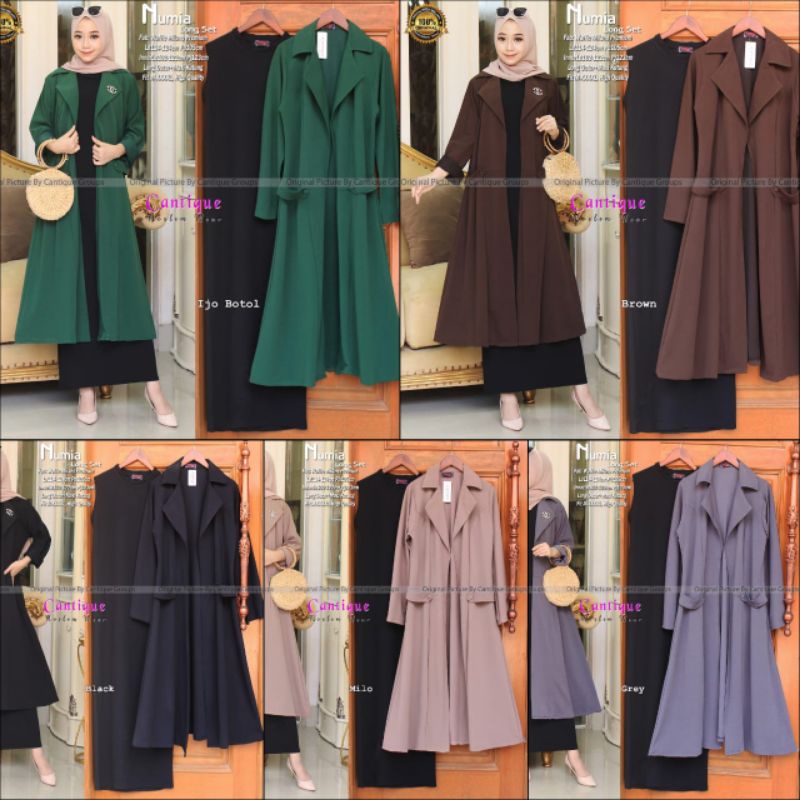 Setelan Wanita Outerwear Dress Numia Long Set Jumbo Polos By Cantique