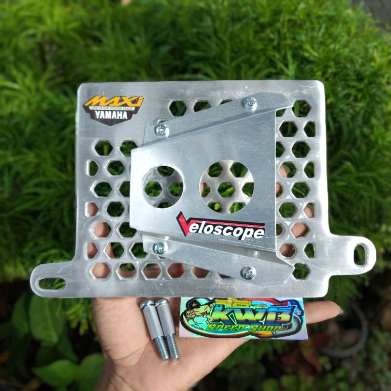 Tutup cover radiator maxi airscope nmax aerox lexi almunium cnc motif hexa hexagonal segi 6 airscope veloscope bonus baut boshing