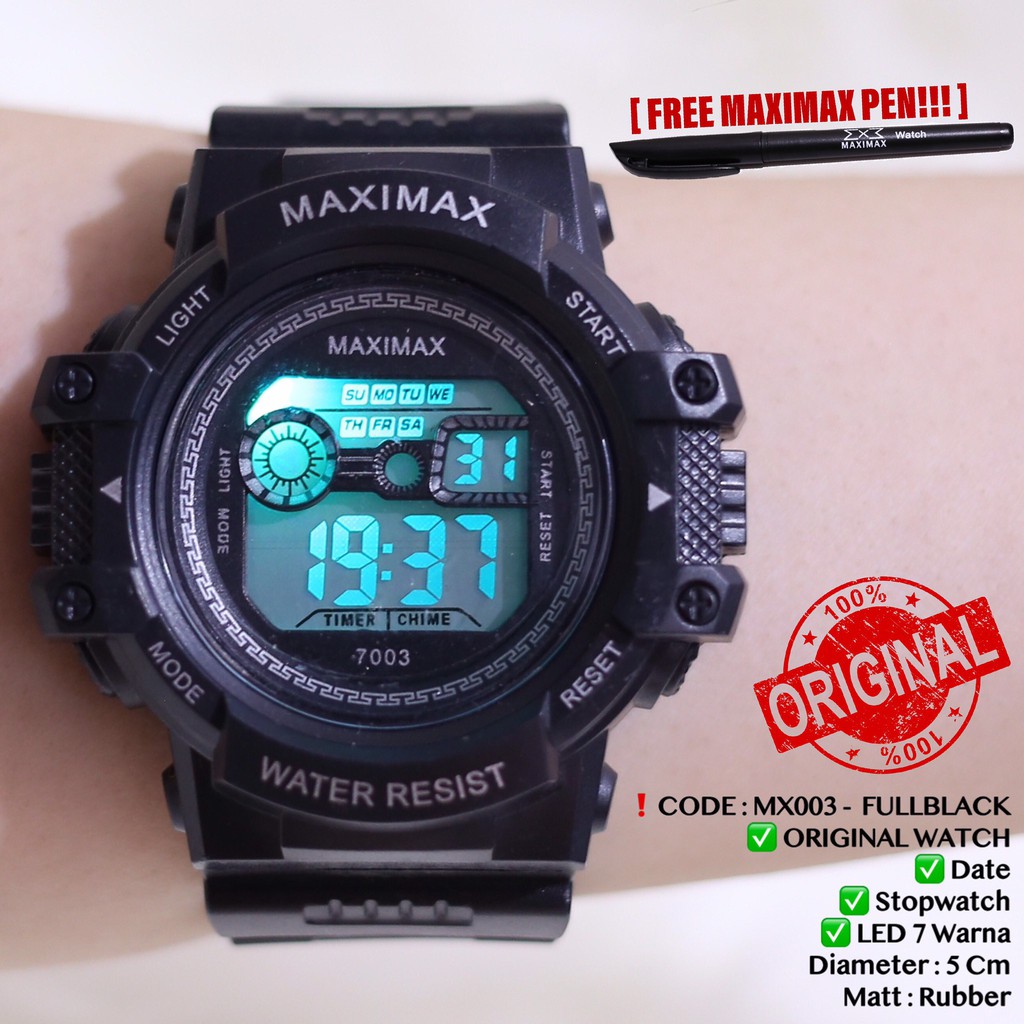 Jam tangan digital pria wanita FREE PUPLEN MAXIMAX model gshock LED watch MX7003