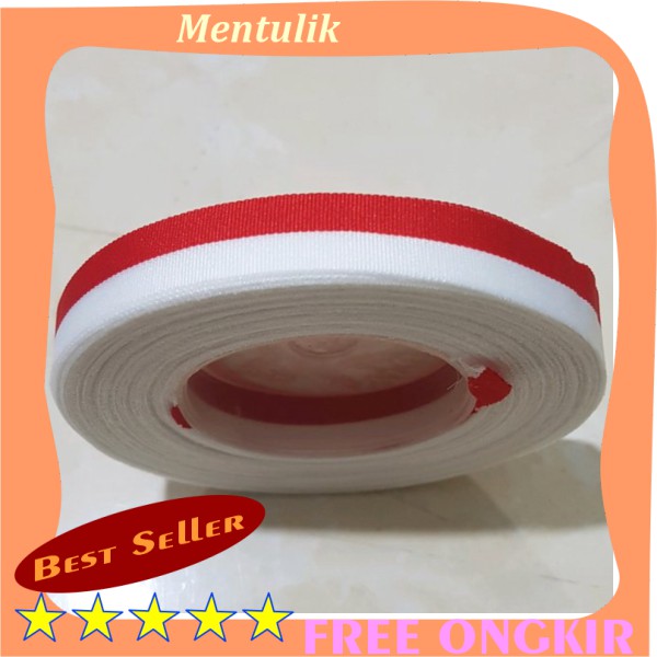 

TERMURAH pita satin merah putih setengah inchi