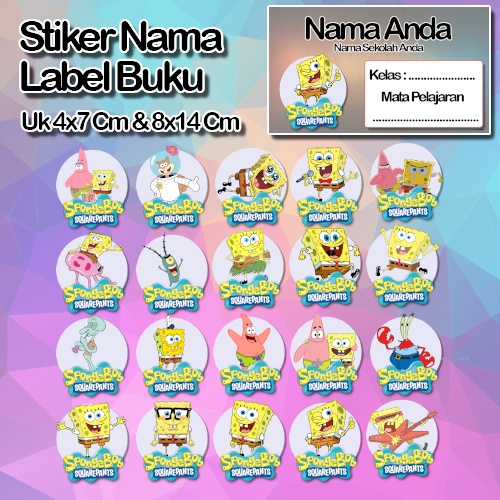 

Stiker Spongebob patrik plangton tn krab sendi squidword Karakter Lucu Custom Lebel Nama cromo murah 20 Varian berbeda Sticker Pelajaran Mapel buku anak sekolah No 13