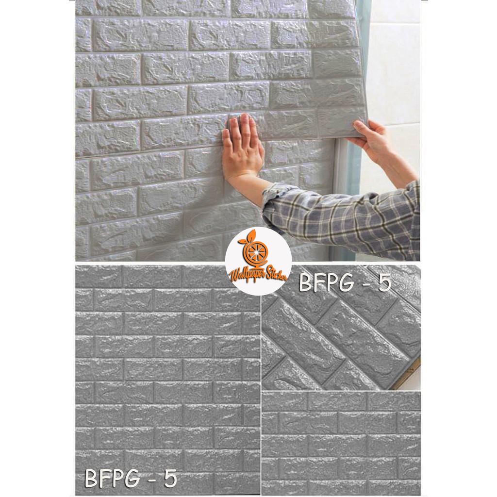 Wallpaper dinding 3D brickfoam modern  ukuran 38cm x 77CM Lapak wallpaper-2