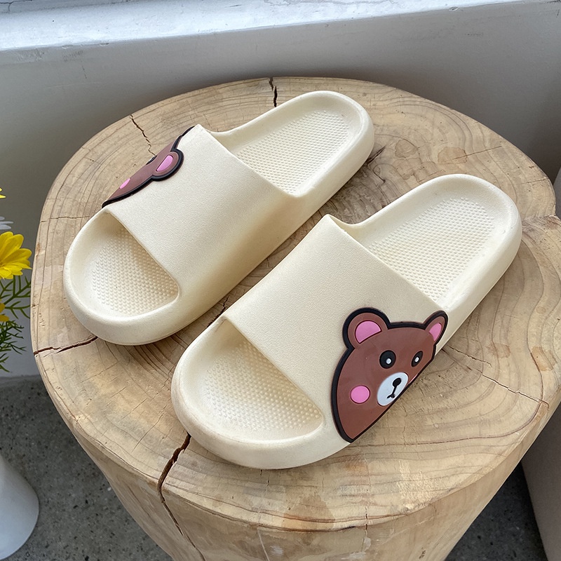 [JWALK] Sandal Wanita Slip On Karet Anti Licin Cute Bear Hangout Outdoor Rumahan Lucu - 266