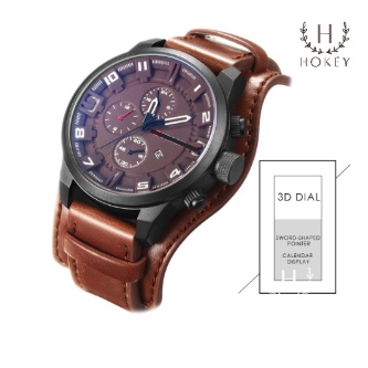 jam tangan pria analog tali kulit men quartz watch