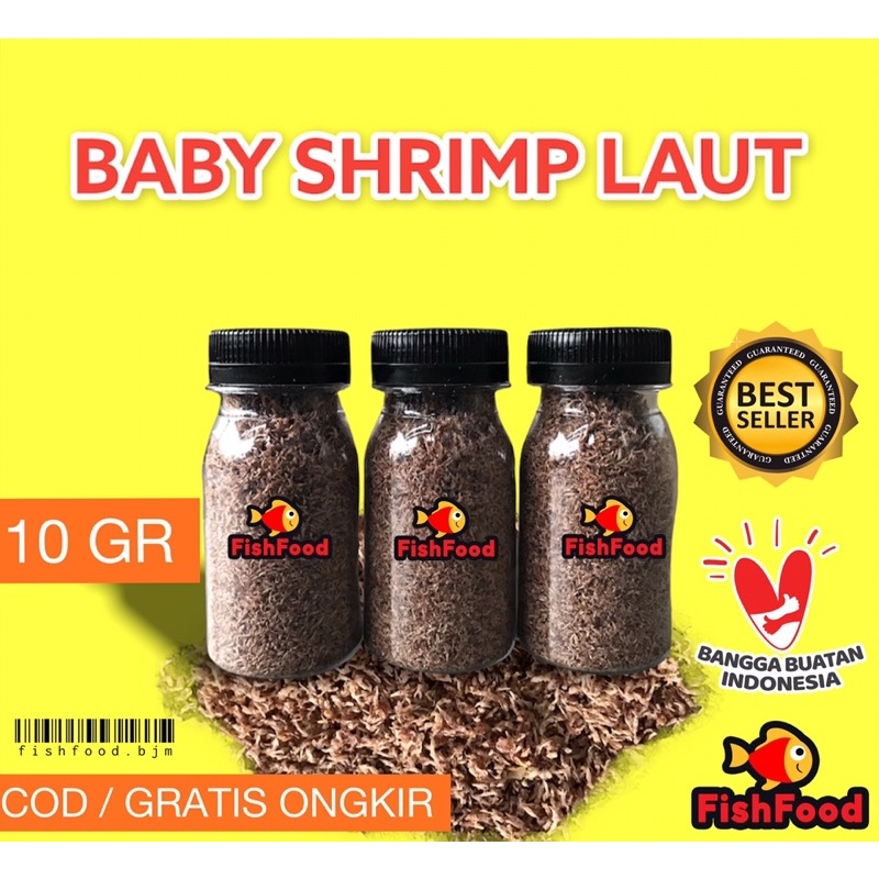 Pakan Ikan Hias udang kering laut / Baby Shrimp / udang kecil pakan ikan / pakan ikan cupang / pakan