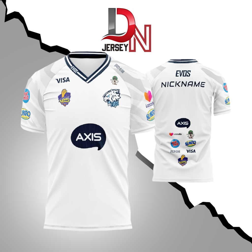 JERSEY BAJU KAOS EVOS AWAY PUTIH 2021 GAME MOBILE LEGENDS  ML FREEFIRE FF AOV PUBG (FREENICKNAME)