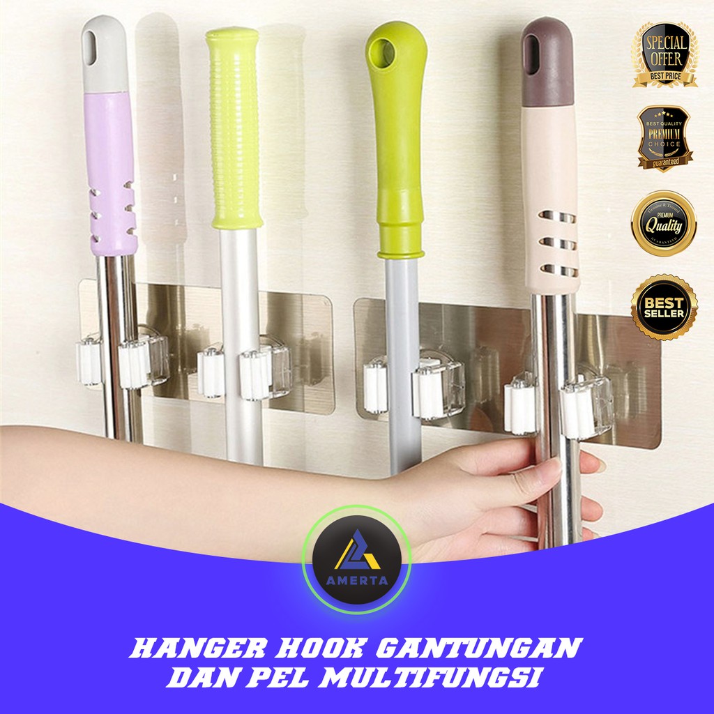 Hanger Sapu / Hook Pel / Gantungan Perabotan Multifungsi - Silver