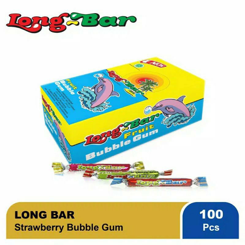 

Permen Karet Long Bar Fruit Bubble Gum Stroberi 100 pcs/480 gram