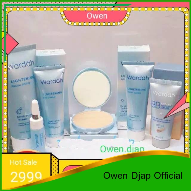 Paket Wardah 6 macam(day20g.night20g.sabun50ml.serum1pcs.bb cream.refil bedak)