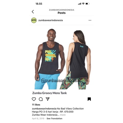 new tanktop kaos unisex zumba wear original size M