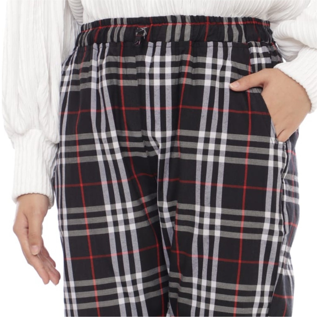 Celana Jogger Wanita Motif Burberry Big Size
