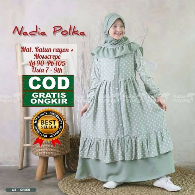 Gamis Anak Tanggung Terbaru Nadia Dress Umur 9 - 11 Tahun