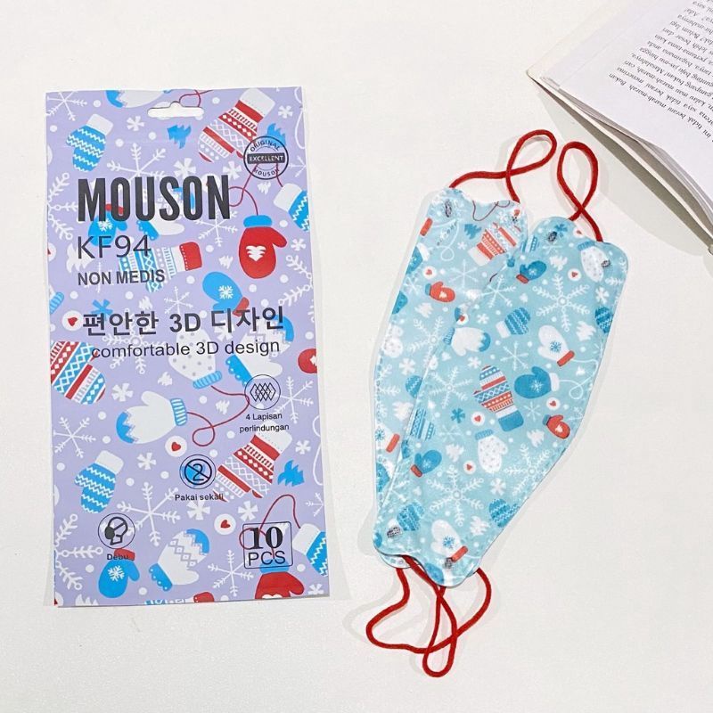 Masker MOUSON KF94 4 ply Christmas Edition Marble Natal isi 10 pcs