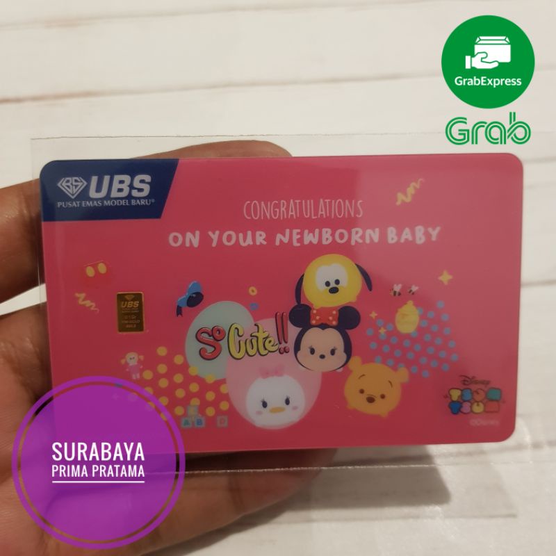 LM Logam Mulia Emas UBS Gift Series 0,1 / 0.1 gr gram Press SNI Disney Mickey Happy Birthday Wedding